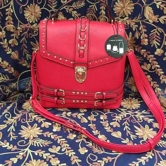 Deluxity Bags Deluxity Vegan Medium Red Pursebackpack Poshmark